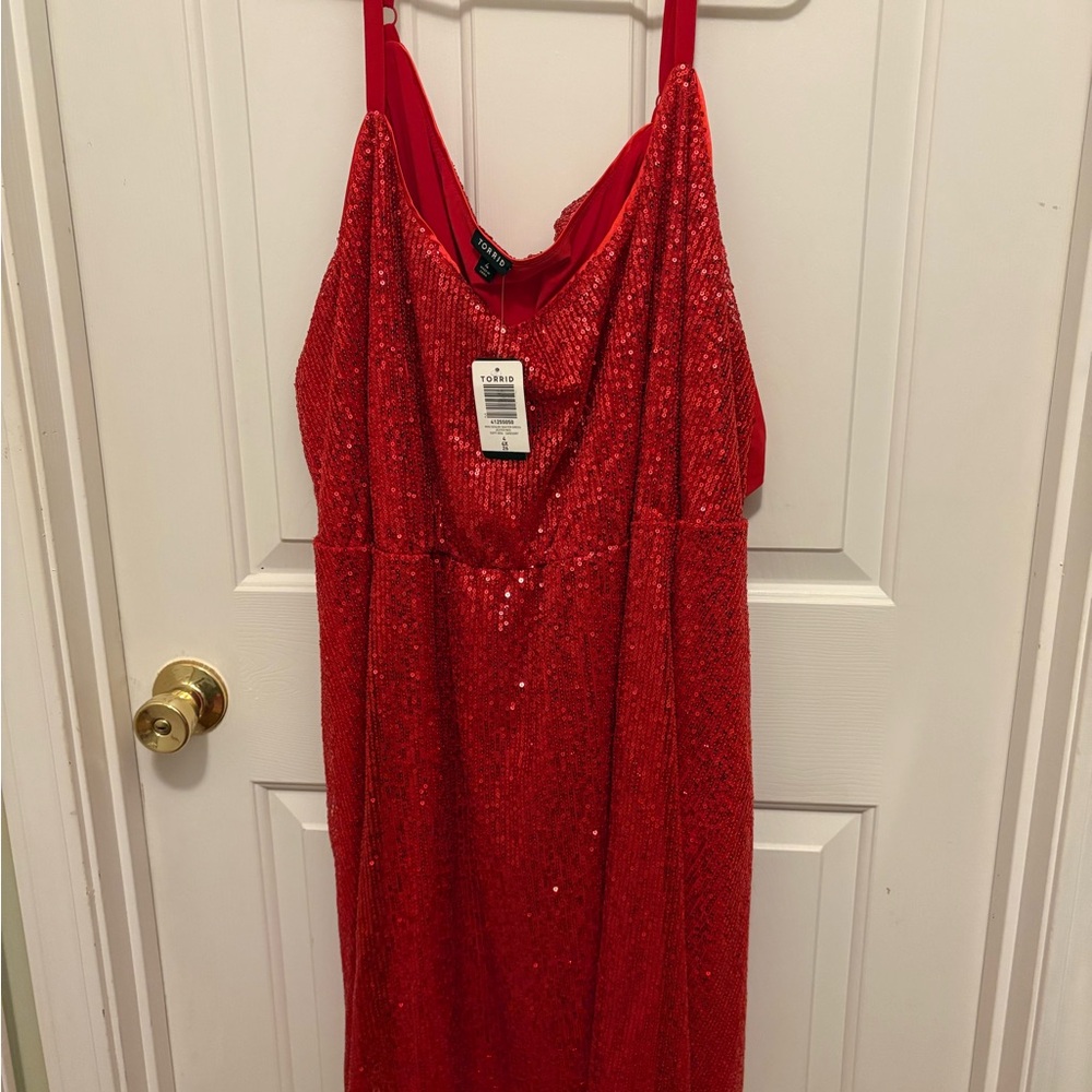 Torrid Jester Red Sequin Skater Dress
